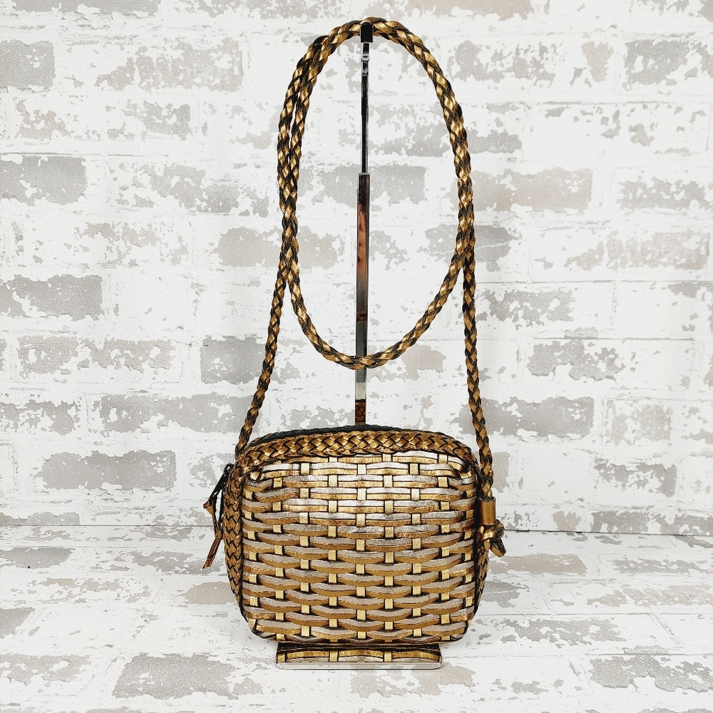 Woven Tan Crossbody Bag
